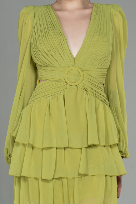 Pistaziengrün Partykleid Chiffon Mini ABK959