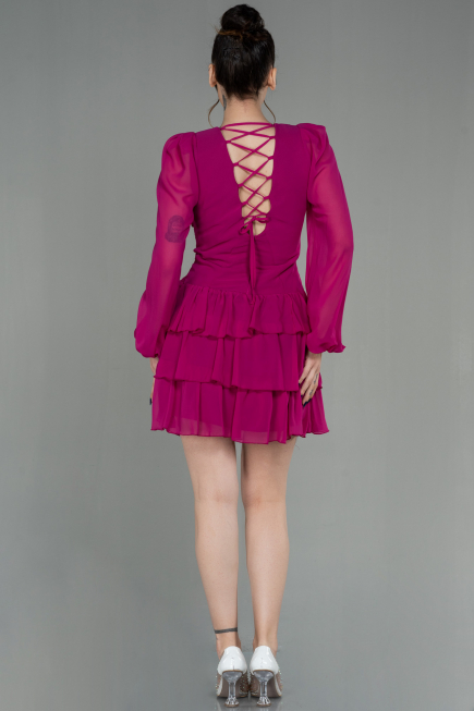 Fuchsie Partykleid Chiffon Mini ABK959