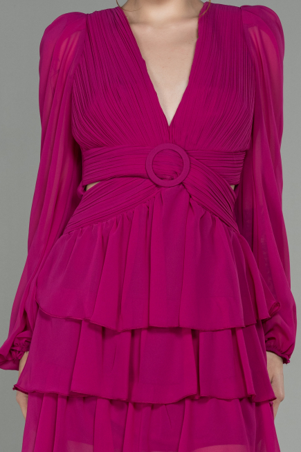 Fuchsie Partykleid Chiffon Mini ABK959