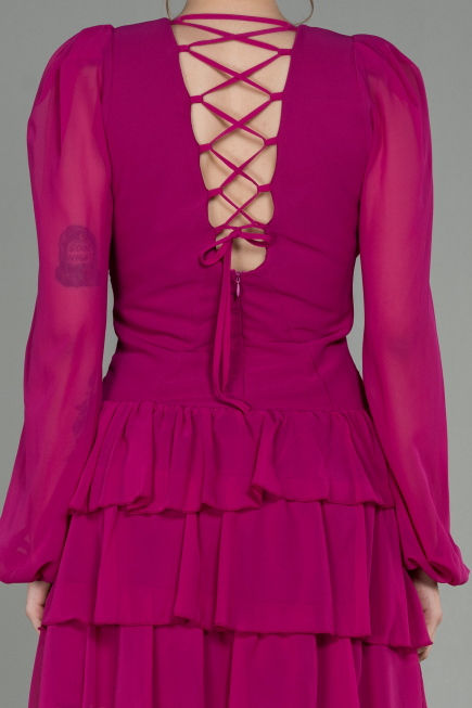 Fuchsie Partykleid Chiffon Mini ABK959