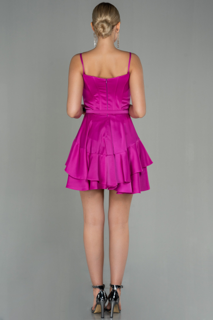 Partykleid Kurz Satin Fuchsie ABK1691
