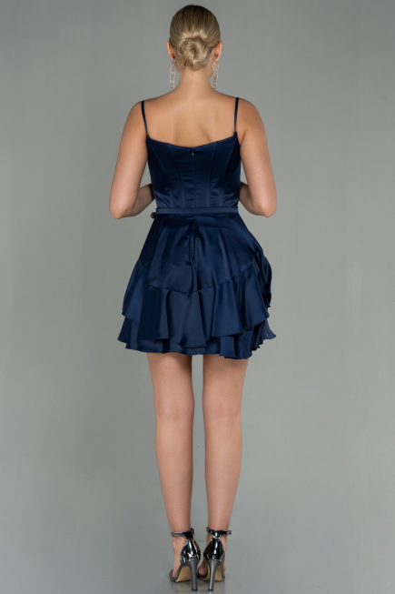 Partykleid Kurz Satin Marineblau ABK1691