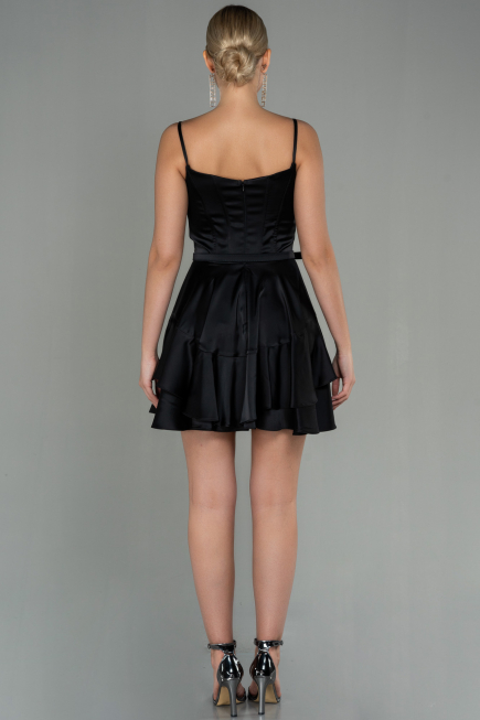 Partykleid Kurz Satin Schwarz ABK1691
