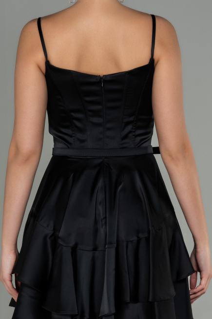 Partykleid Kurz Satin Schwarz ABK1691