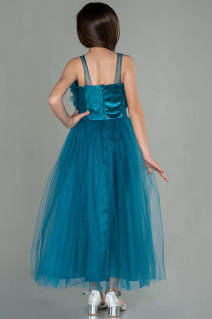 Abendkleid für Kinder Lang Petrolgrün ABU3032