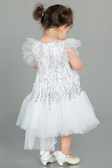 Abendkleid für Kinder Midi Schuppig Weiß ABK1718