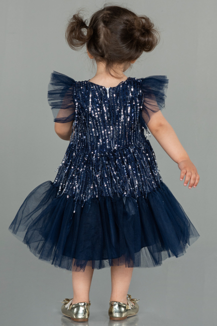 Abendkleid für Kinder Midi Schuppig Marineblau ABK1718