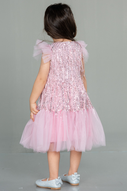 Abendkleid für Kinder Midi Schuppig Puder ABK1718