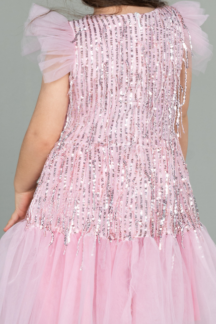 Abendkleid für Kinder Midi Schuppig Puder ABK1718