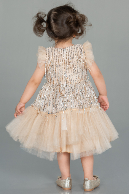 Abendkleid für Kinder Midi Schuppig Gold ABK1718