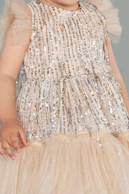Abendkleid für Kinder Midi Schuppig Gold ABK1718