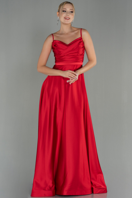 Abendkleid Lang Satin Rot ABU1601