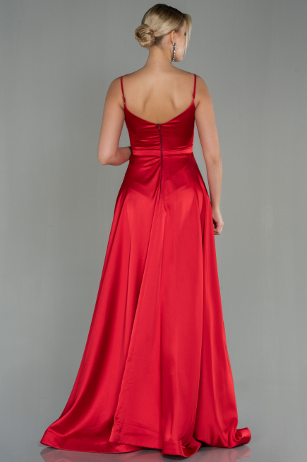 Abendkleid Lang Satin Rot ABU1601