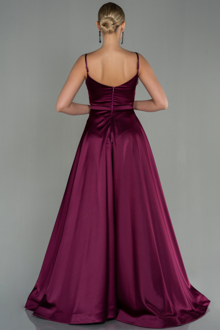 Abendkleid Lang Satin Pflaume ABU1601