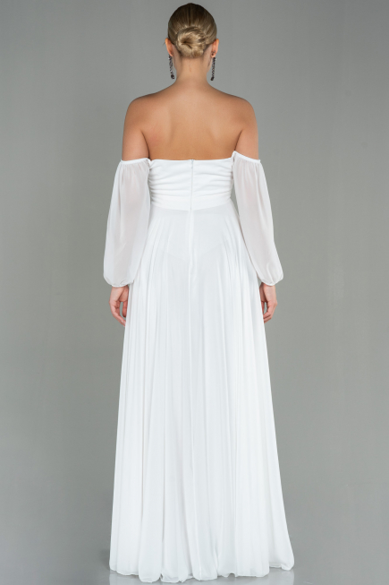 Weiß Abschlusskleid Lang Chiffon ABU2457
