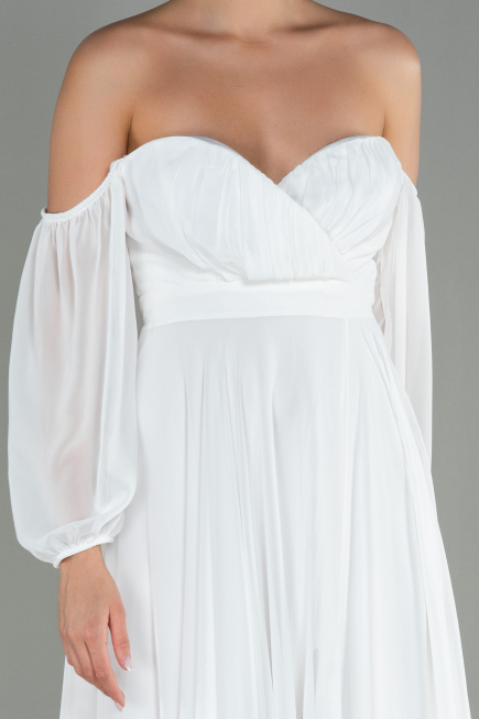 Weiß Abschlusskleid Lang Chiffon ABU2457