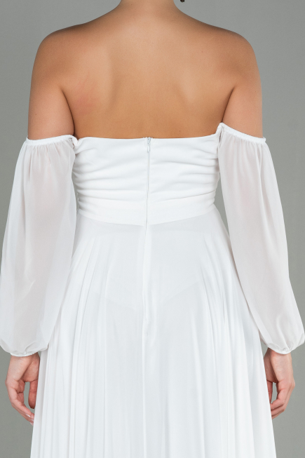 Weiß Abschlusskleid Lang Chiffon ABU2457