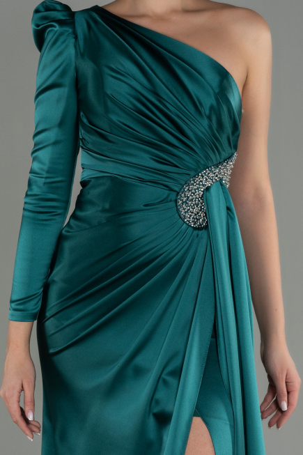 Abendkleid Lang Satin Smaragdgrün ABU2676