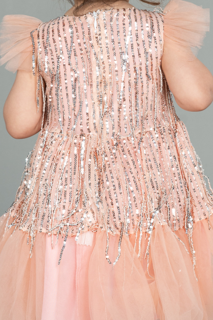 Abendkleid für Kinder Midi Schuppig Lachs ABK1718