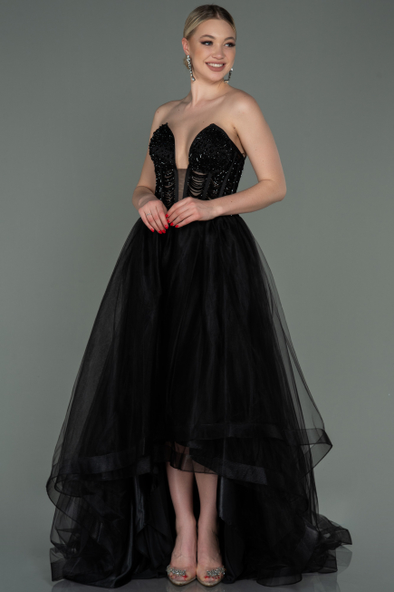 Designer Abendkleid Lang Schwarz ABU3084