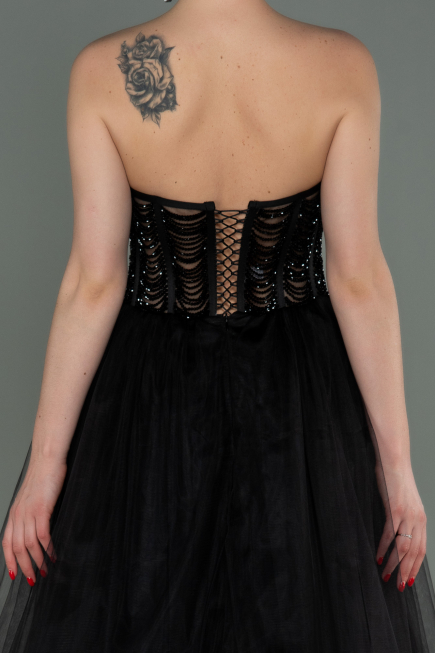 Designer Abendkleid Lang Schwarz ABU3084