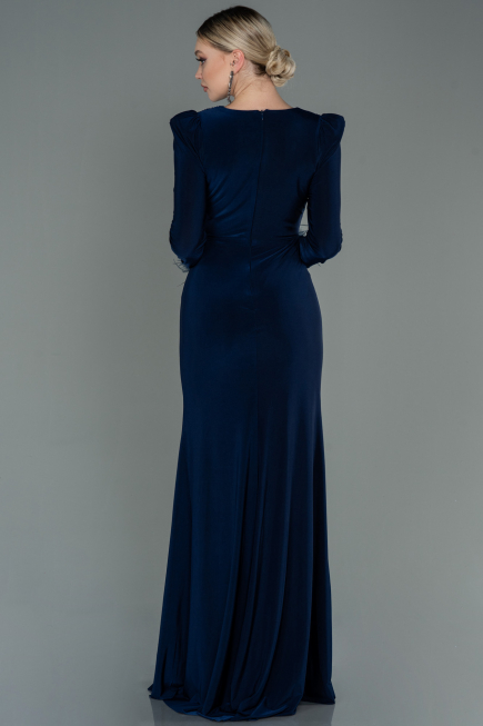 Marineblau Abendkleid Lang ABU2804