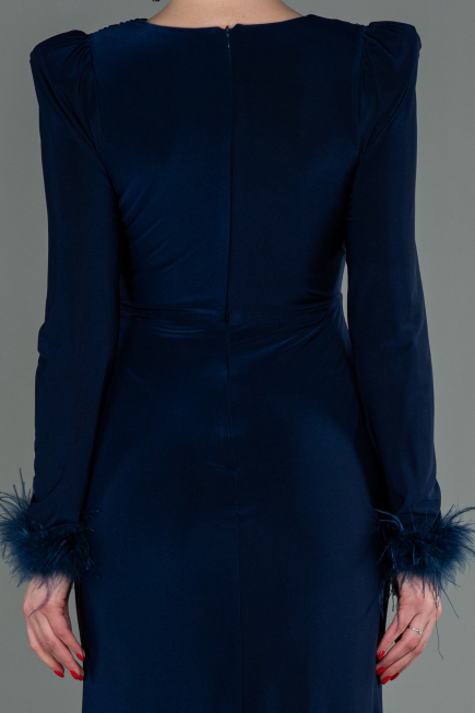Marineblau Abendkleid Lang ABU2804