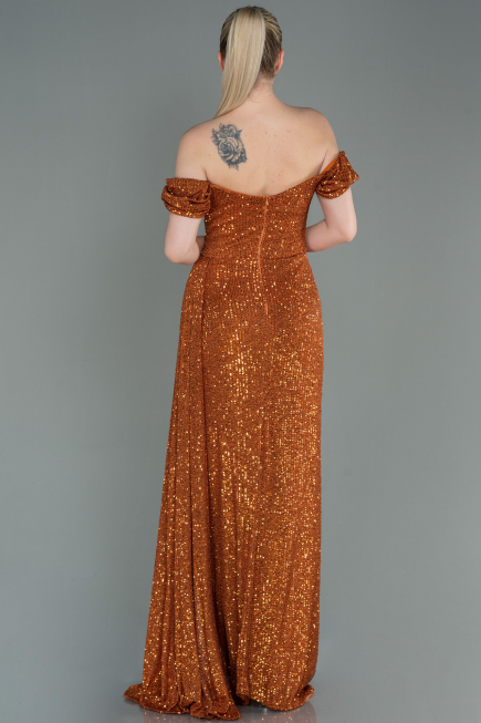 Abendkleid Lang Schuppig Zimtfarben ABU2987