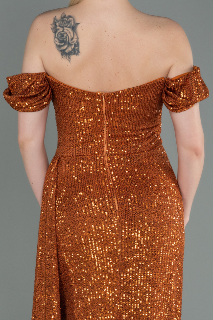 Abendkleid Lang Schuppig Zimtfarben ABU2987