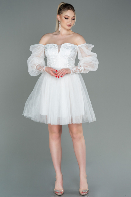 Partykleid Kurz Weiß ABK1745