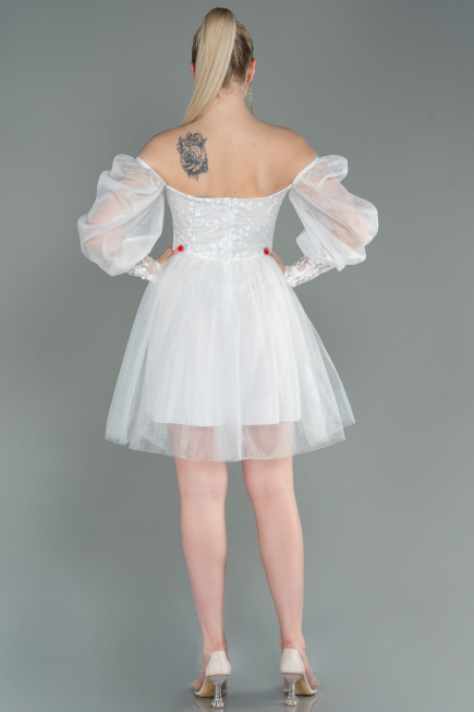 Partykleid Kurz Weiß ABK1745