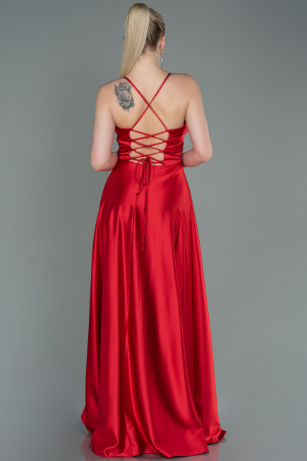 Rot Abendkleid Satin Lang ABU2583