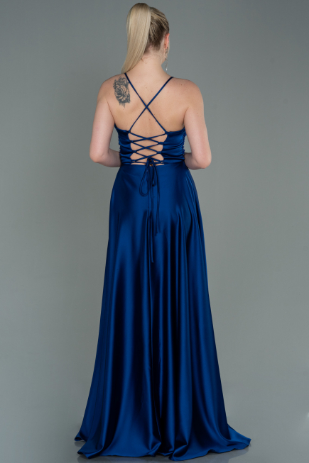 Sächsischblau Abendkleid Satin Lang ABU2583