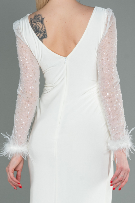 Abendkleid Lang Weiß ABU3008