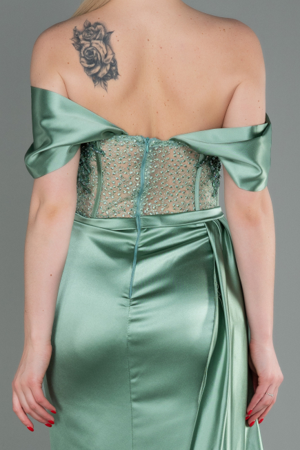 Türkis Abendkleid Satin Lang ABU2087