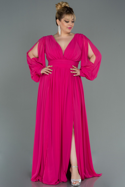 Fuchsie Kleider İn Großen Größen Chiffon Lang ABU1988