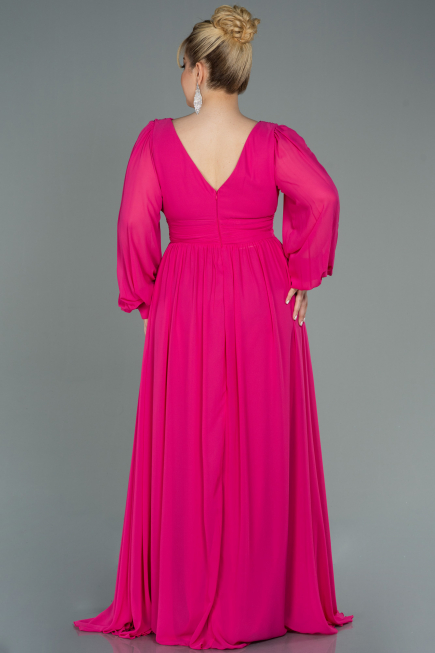 Fuchsie Kleider İn Großen Größen Chiffon Lang ABU1988