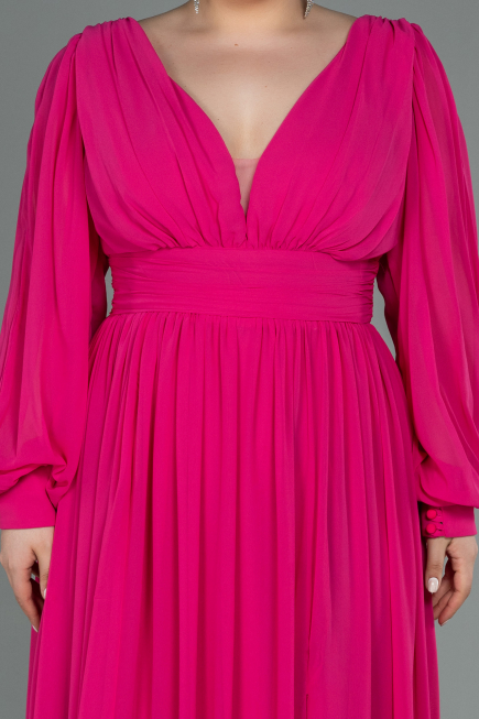 Fuchsie Kleider İn Großen Größen Chiffon Lang ABU1988