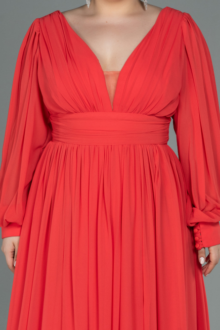 Orange Kleider İn Großen Größen Chiffon Lang ABU1988