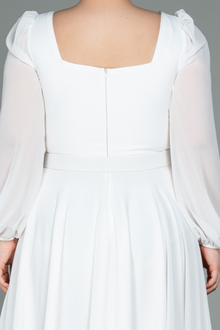 Kleider in Großen Größen Midi Chiffon Weiß ABK1753
