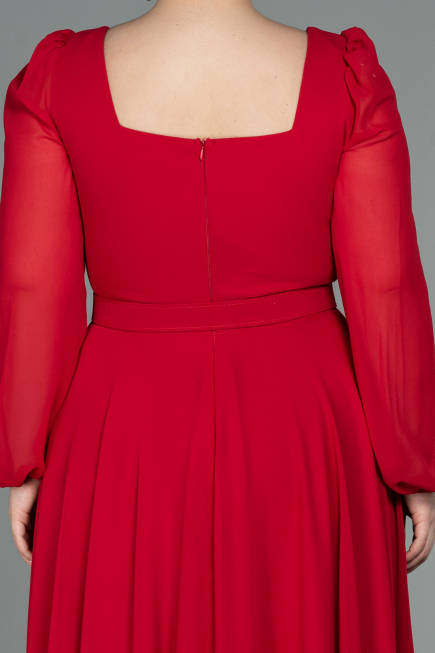 Kleider in Großen Größen Midi Chiffon Rot ABK1753