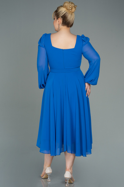 Kleider in Großen Größen Midi Chiffon Sächsischblau ABK1753