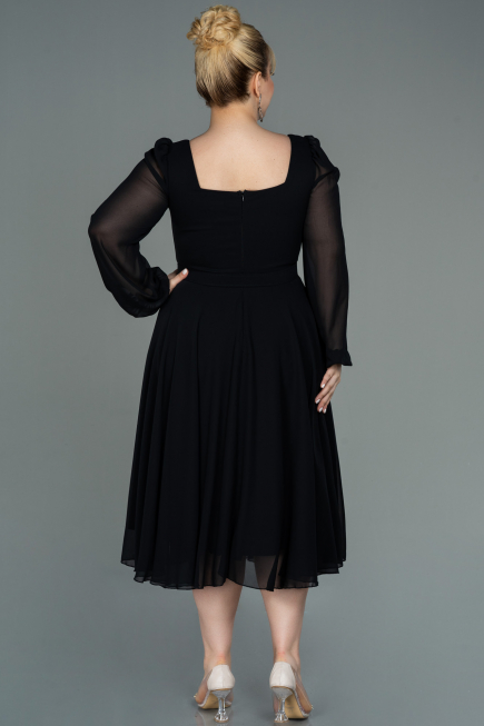 Kleider in Großen Größen Midi Chiffon Schwarz ABK1753