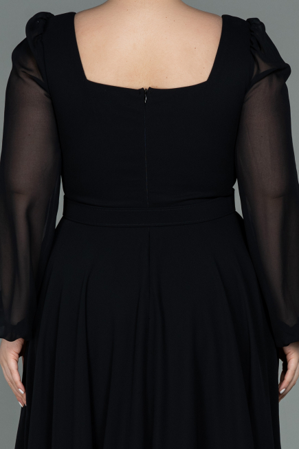 Kleider in Großen Größen Midi Chiffon Schwarz ABK1753