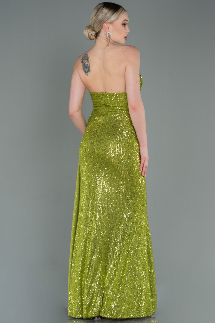 Abendkleid Lang Schuppig Pistaziengrün ABU3134