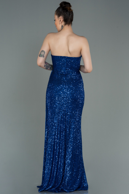 Abendkleid Lang Schuppig Sächsischblau ABU3134