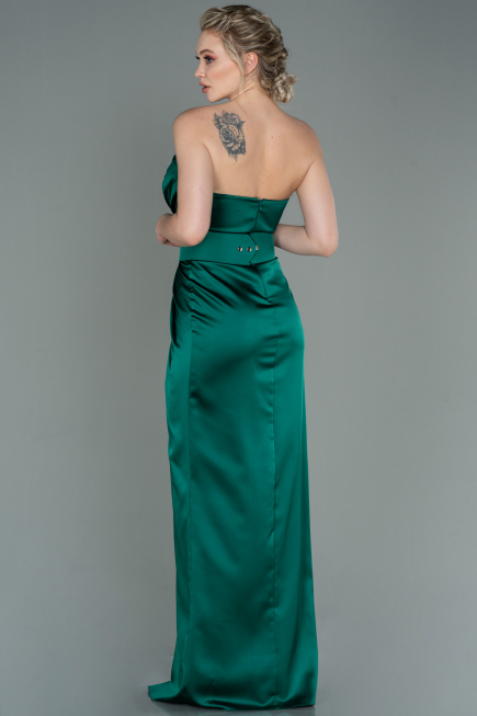 Abendkleid Lang Satin Smaragdgrün ABU2844