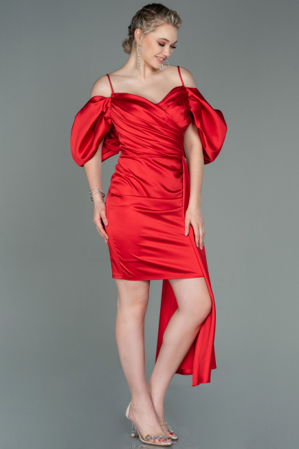 Partykleid Kurz Satin Rot ABK1773