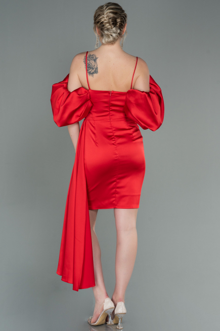 Partykleid Kurz Satin Rot ABK1773