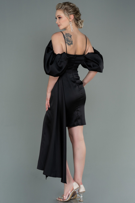 Partykleid Kurz Satin Schwarz ABK1773